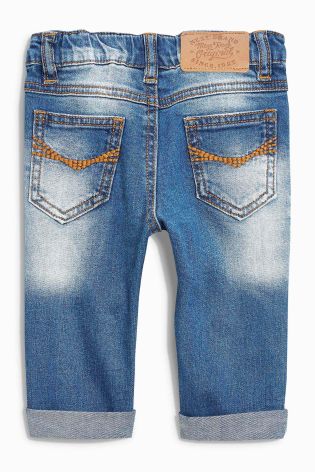 Mid Blue Denim Patch Jeans (3mths-6yrs)
